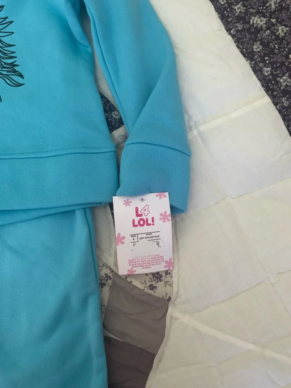 Girls Blue Unicorn Sweatpants Set